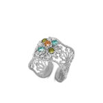 anello a fascia in argento 925 con cristalli colorati di Michele Affidato
