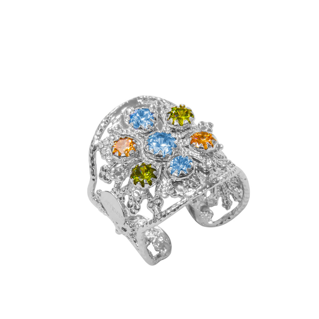 anello a fascia in argento 925 con pietre colorate di Michele Affidato