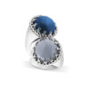 Anello doppio in argento 925 con pietre colorate blu e azzurra di Michele Affidato