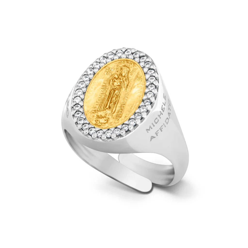Anello B. Vergine Maria di Capocolonna in argento rodiato e dorato 925