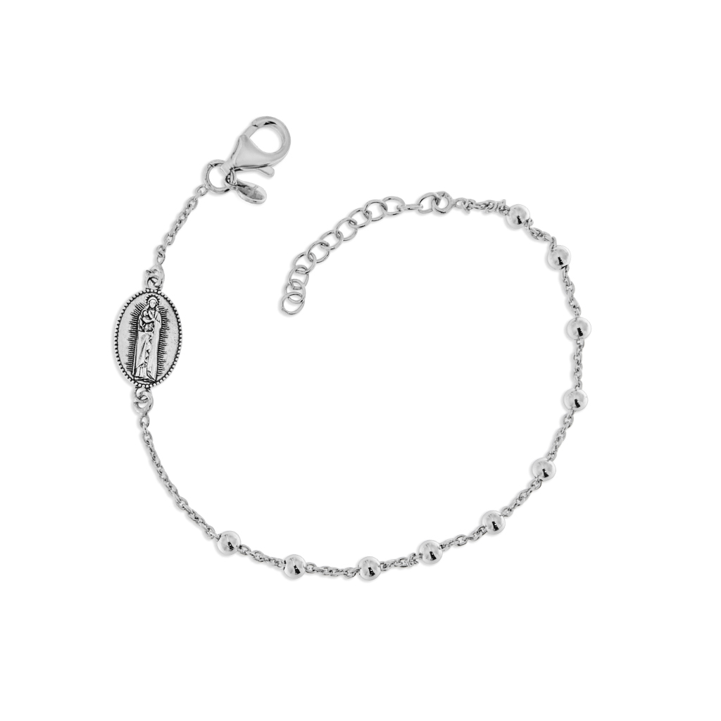 Bracciale Rosario B. Vergine Maria di Capocolonna in argento rodiato 925